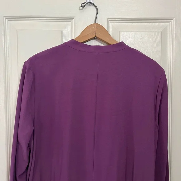 Eileen Fisher NWT Button-Front Long-Sleeve Drawstring Tencel Shirt Dress - Picture 6 of 13